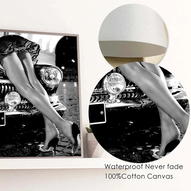 Vintage Black and White Sexy Woman Drinking Smoking Poster Photography HD Picture Canvas Paintings for Living Room Home Decor view 6