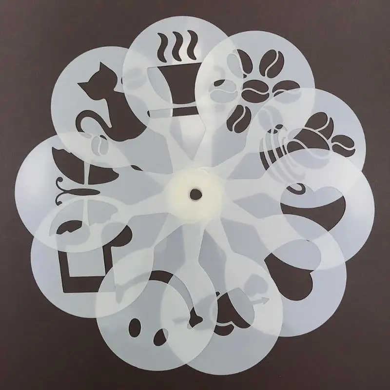 E8BD 19Pcs Coffee Decorating Stencils Latte Art Mold Drawing Template Cake DIY Tools