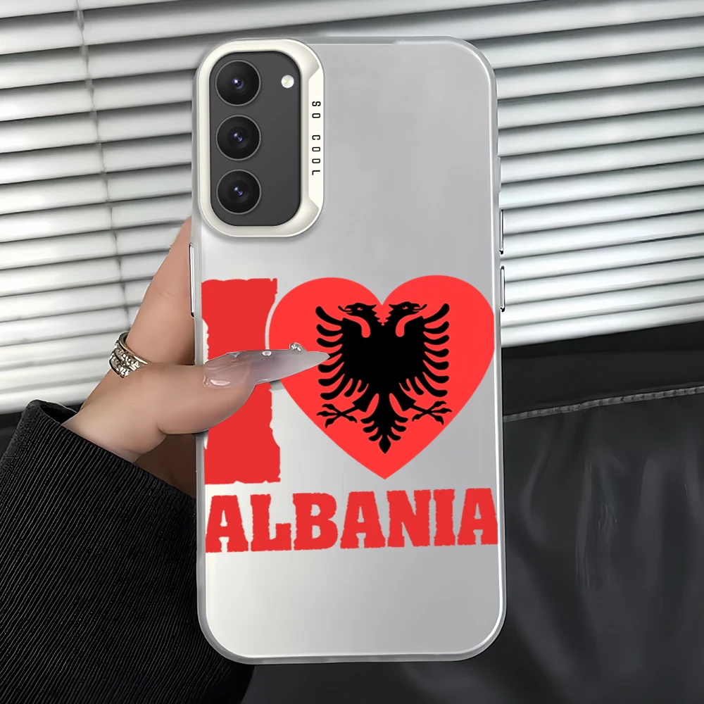 Albania flag For Samsung Galaxy A52 A324G S23 S22 S24 Ultra Black White Shockproof Cover Laser IMD Phone Case