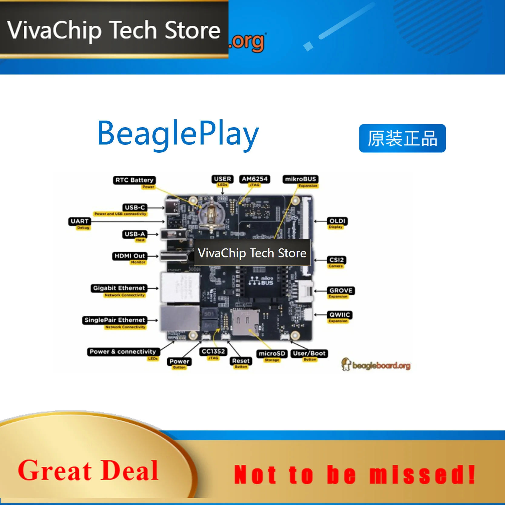 VivaCTBeaglePlay Development Board TI AM625 Beagleboard Beagebone Development Kit