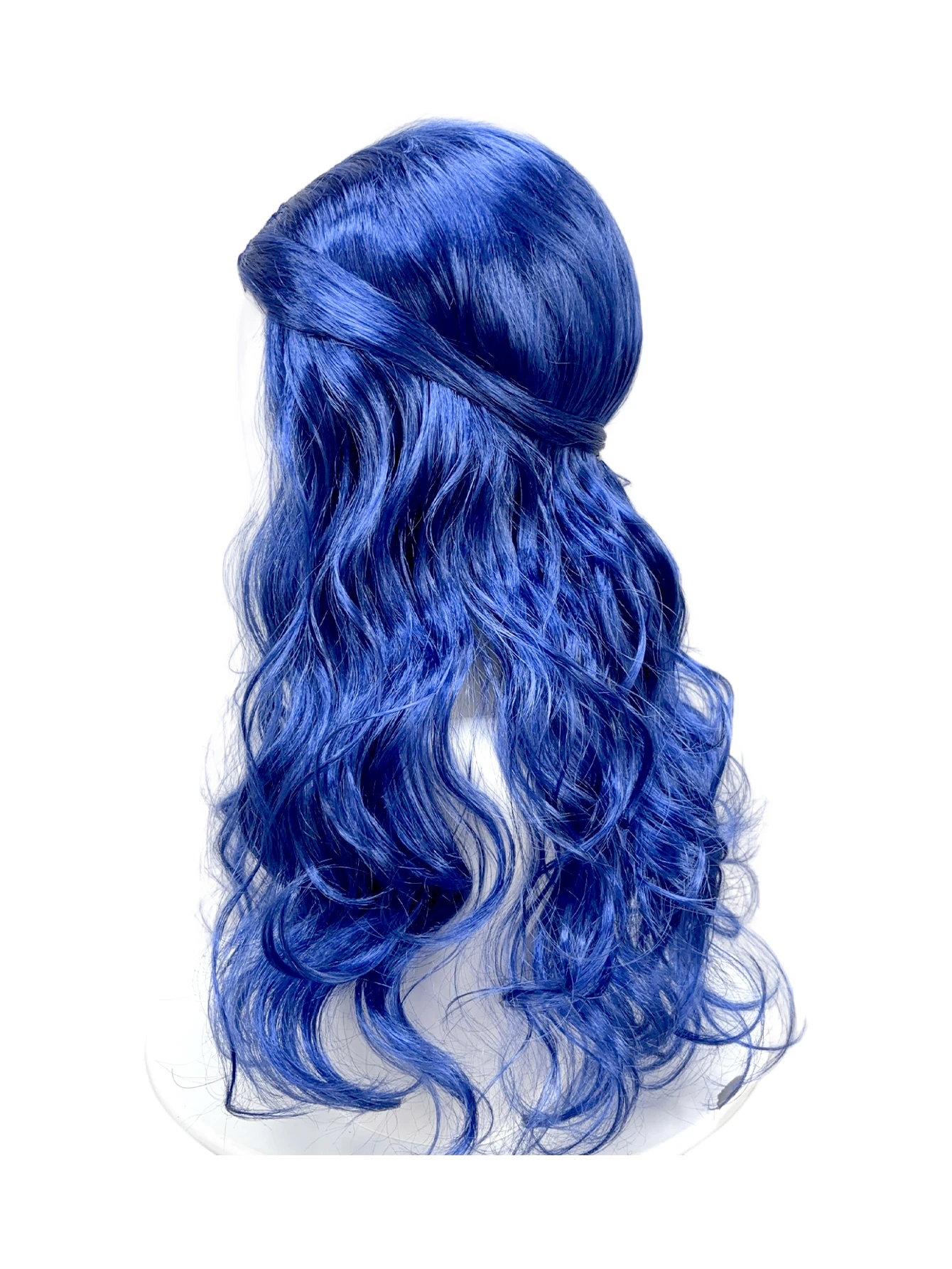 Bright Blue Half Up Long Wavy Wig Synthetic Hair Middle Part Anime Cosplay Halloween Costume Party Full Wigs for Women Girls