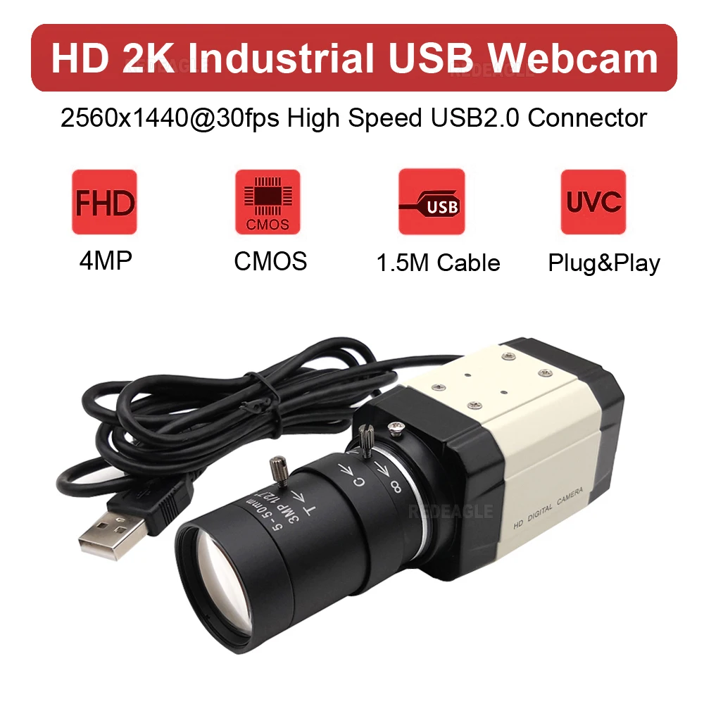 Redeagle Hd 2K 4MP Usb Webcam Uvc Hoge Snelheid Pc Video Camera Mini Industriële 3MP 4Mm 2.8-12Mm 5-50Mm Varifocale Zoomlens