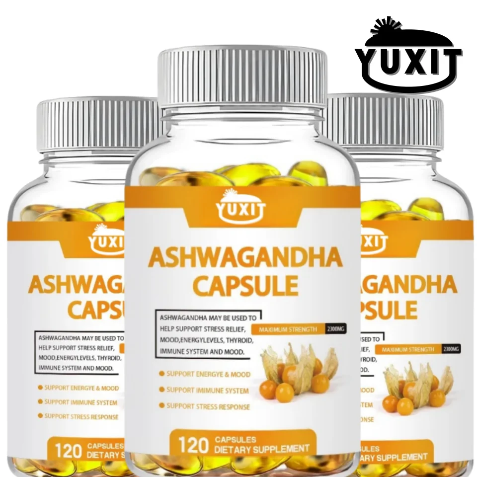 YUXIT Ashwagandha cápsula adicional suplementos de energía y resistencia alivio del cerebro y la memoria estrés sueño profundo cuidado vegetariano para adultos