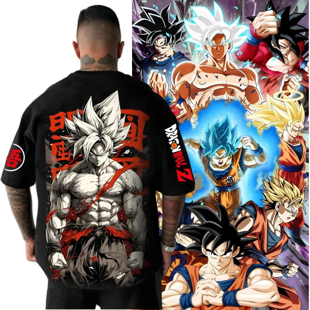 

Периферийная одежда Dragon Ball, аниме Monkey King Impression Kakarote, 2D летняя одежда, мужская футболка с короткими рукавами, Ins