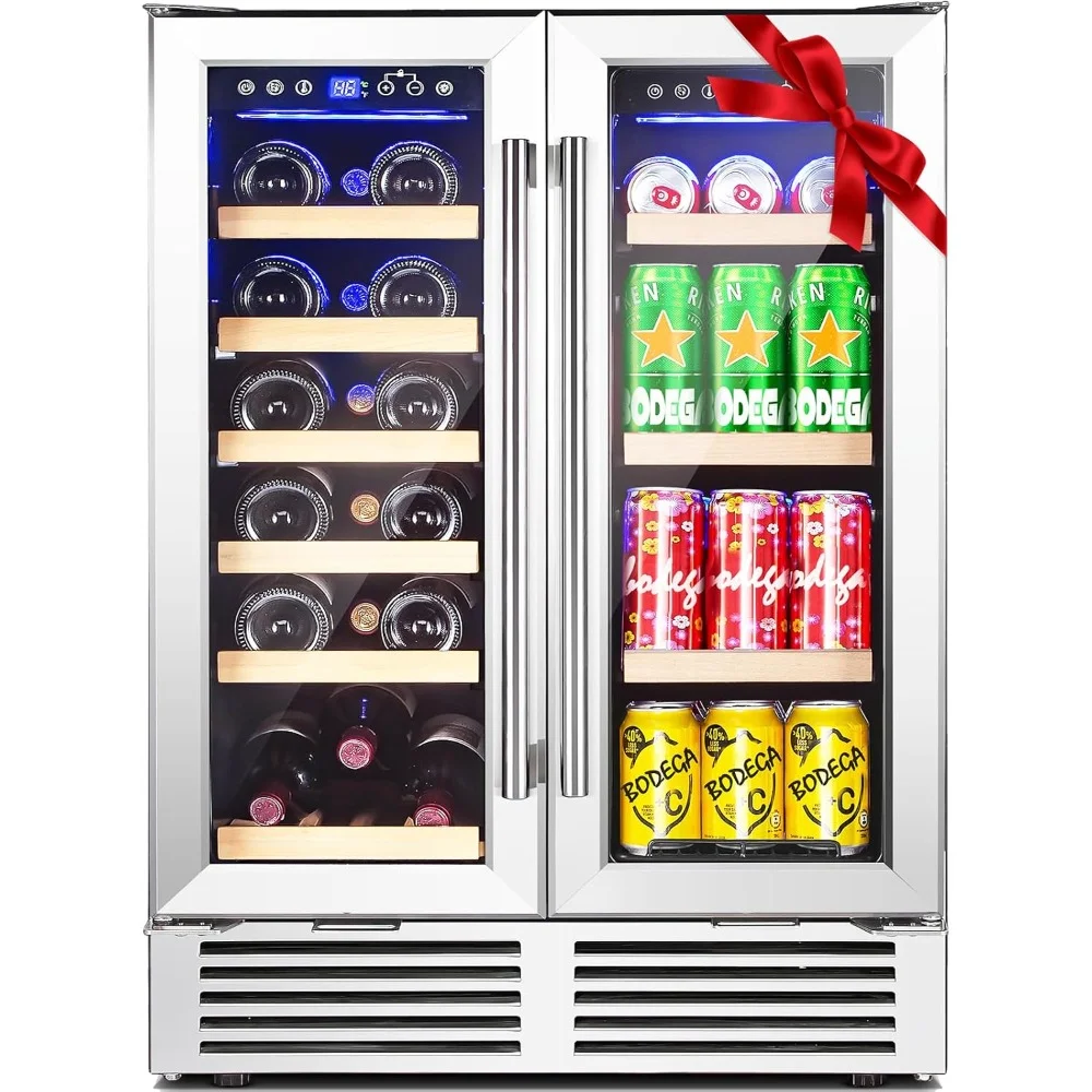 

Wine Refrigerator with LED Light, Smart APP Control and 2 Safety Locks, Hold 19 Bottles and 57 Cans, Beverage Refrigerator