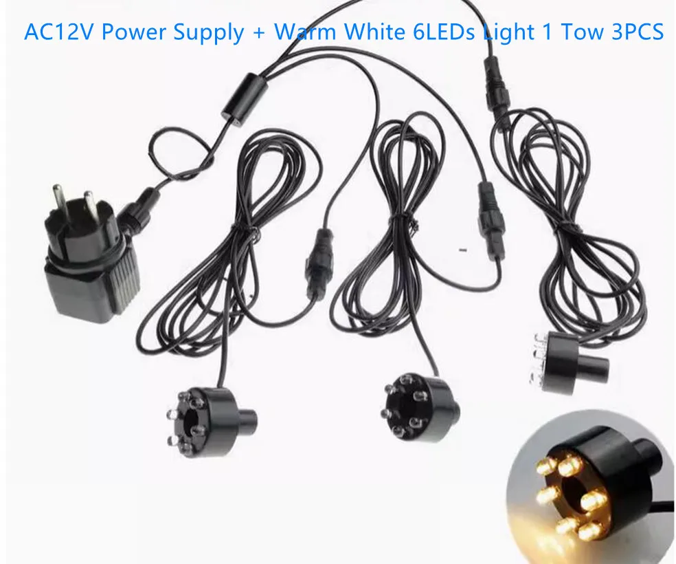 Underwater 3 in1 6-LED Light Ring For Fountain Fish Pond Water Garden AC12V adapter rockeries Decorative