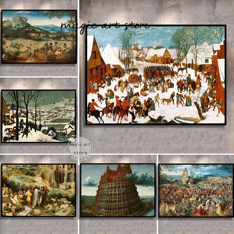 Retro Farmer Theme Artist Pieter Bruegel The Elder Artwork Harvest Art Poster Canvas Painting Wall Print Picture Room Home Decor