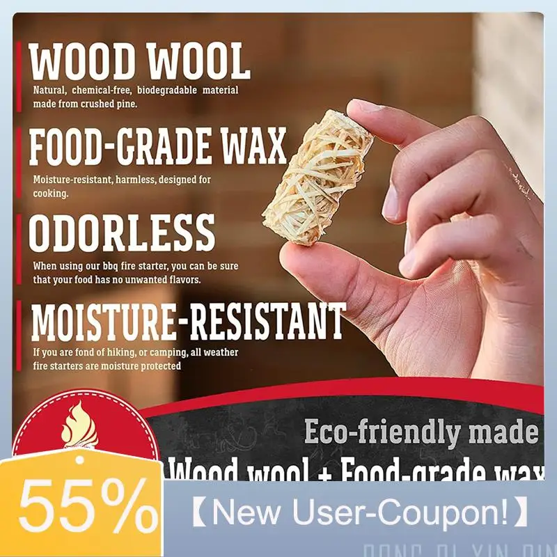 【Entrega rápida】36 Uds. Palos de arranque de carbón inodoros rollo de madera de cera para chimenea, estufa de leña, fogones, parrilla, fogones, humo