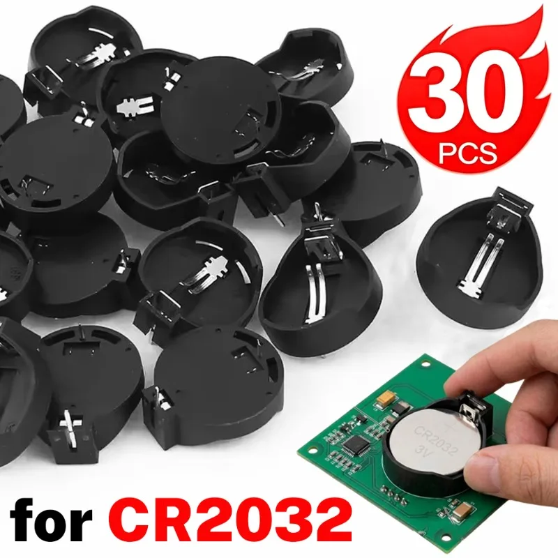 10/20/30Pcs CR2032 Battery Holder Coin Cell Holder Box Case Socket with 2 Pins 3V Universal Horizontal Battery Stand CR2450
