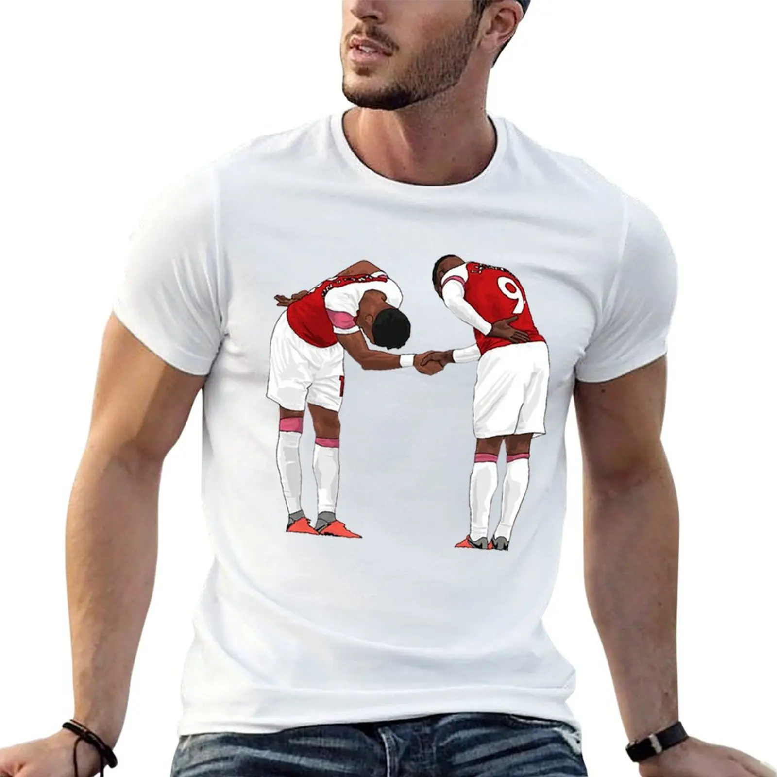 Camiseta Aubameyang e Lacazette para homem, camisetas de algodão engraçadas, camiseta masculina 100% algodão, camiseta 100% algodão