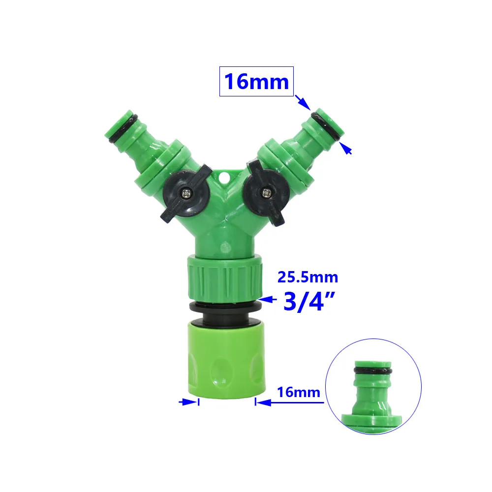 Garden Hose 2-Way Tap Hose Water Splitter Female 1/2 3/4\