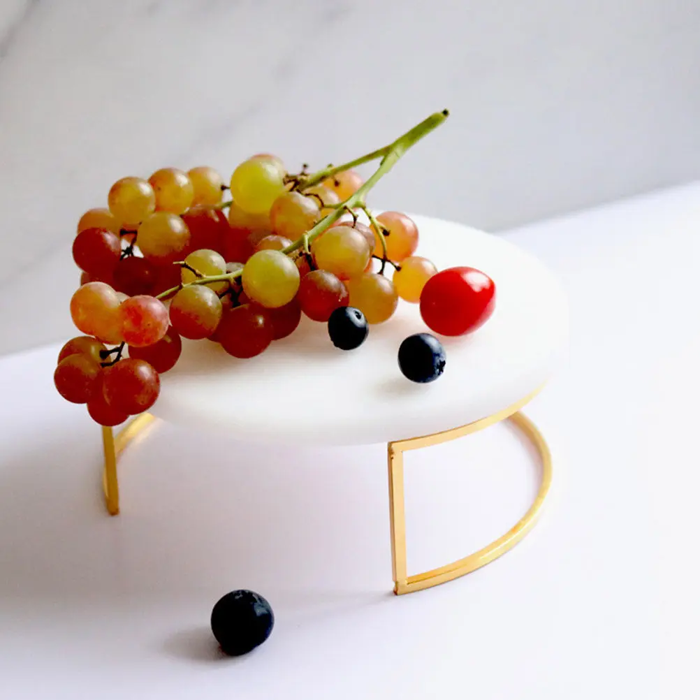 1Pcs Elegant Cake Stand Natural Marble Texture Strong Stainless Steel Base Dessert Table Display Afternoon Tea Serving Tray
