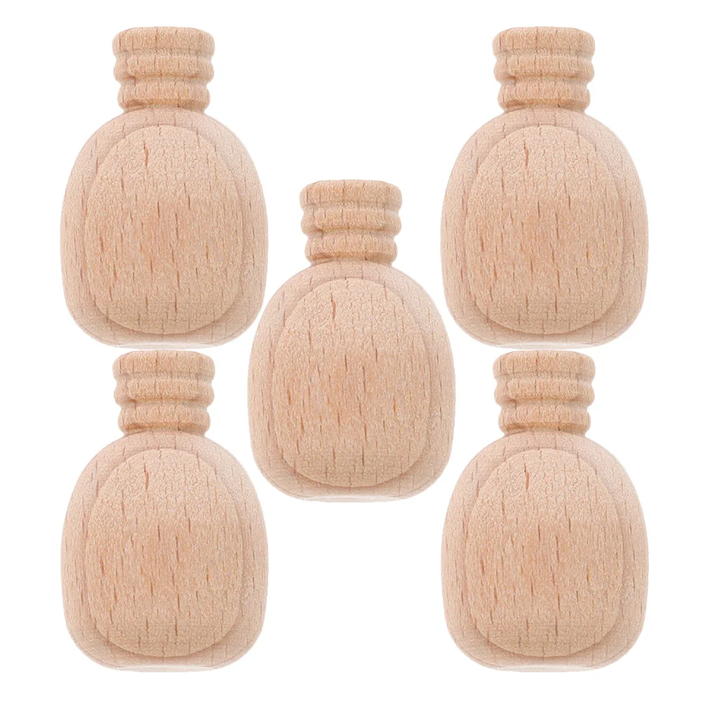 5pcs Blank Wine Bottle Mini Wood Crafts Unfinished Diy Drawing Decor For Party Favors Kids Adults Handcraft Ornament Small