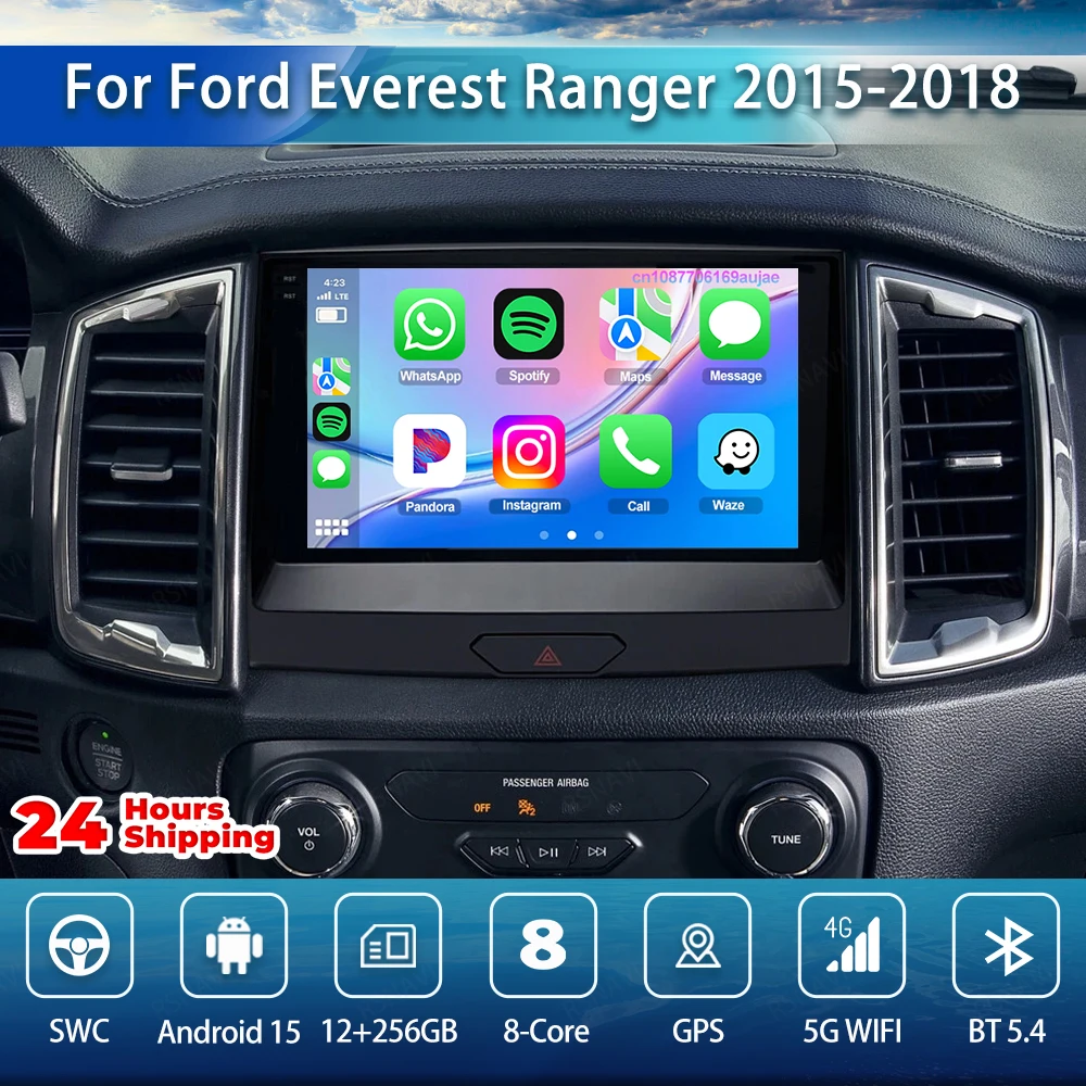

Автомобильный радиоприемник Android 15 для Ford Everest Ranger 2015 2016-2018 5G WIFI Carplay Qualcomm BT AUTO Systems DSP Головное устройство IPS 9/10 дюймов