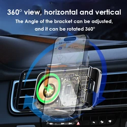 Car Wireless Charger Auto Car Mount Phone Holder Stand For iPhone 15 14 13 Samsung Xiaomi Infrared Induction 15W Fast Charging