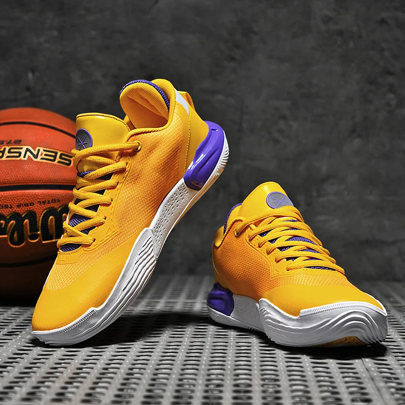 Zapatos de entrenamiento de baloncesto para hombre y mujer, zapatillas deportivas profesionales de alta calidad, de diseño, color dorado y púrpura, cestas 2024