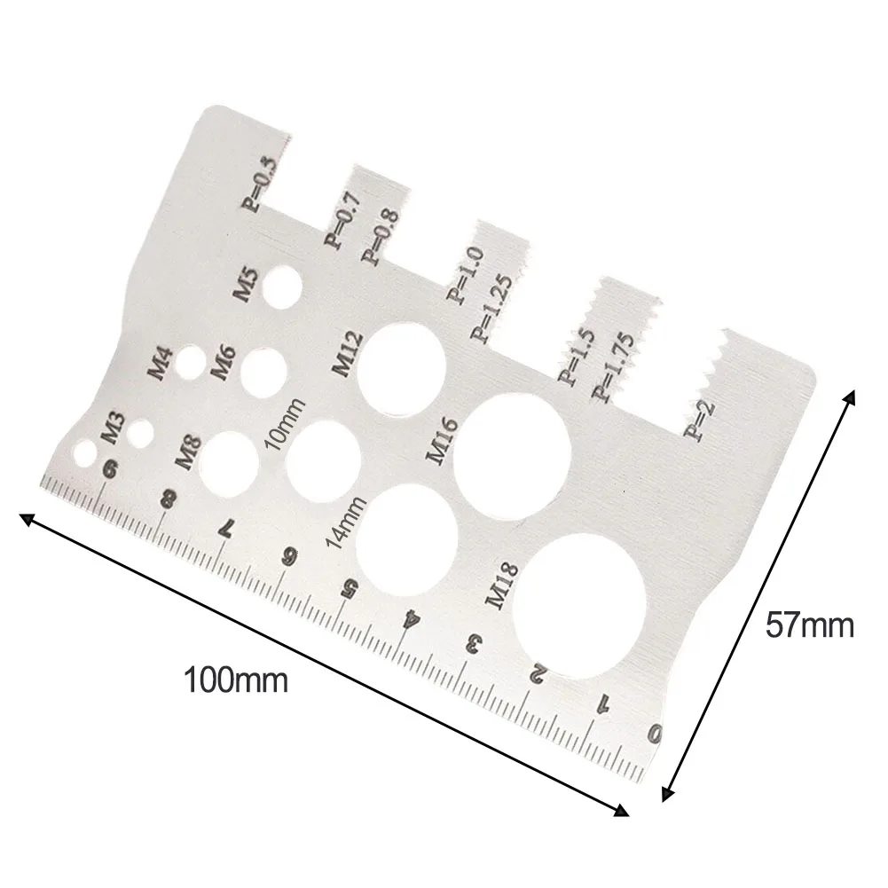 2 قطعة المسمار الموضوع الملعب قياس حاكم أداة قياس الترباس الجوز متري الفولاذ المقاوم للصدأ المسمار قطع مقياس زاوية نموذج قياس