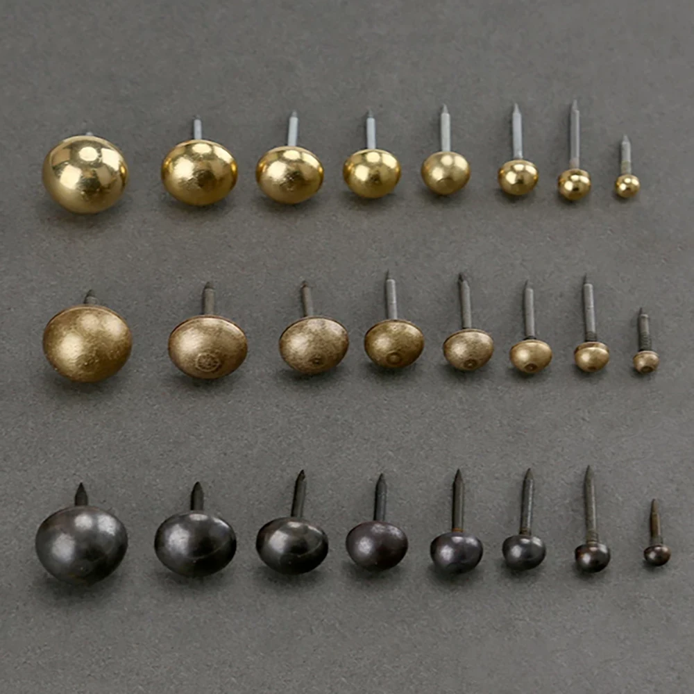 Chinese Antique Brass Foam Nails Copper Nails Door Decorations Round Headed Large Head Drum Nails Sofa Push Pins 0.6CM-1.8CM