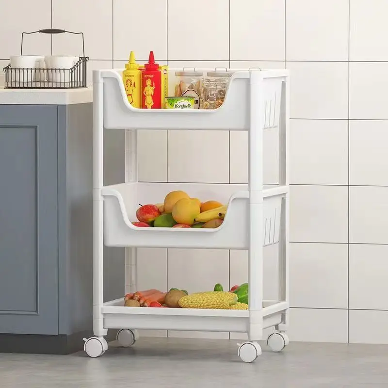 custom. [2017 Highly Rated] Kitchen Bathroom Bookshelf Mobile Storage Rack Floor Multi-layer Miscellaneous Storage Rack Snack Ca