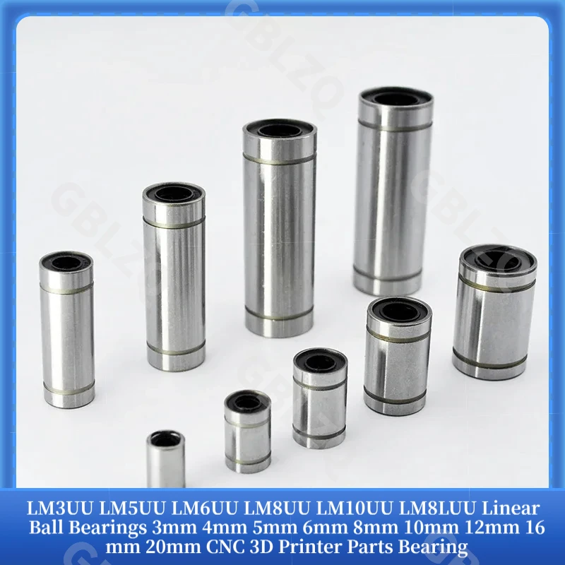 

LM3UU LM5UU LM6UU LM8UU LM10UU LM8LUU Linear Ball Bearings 3mm 4mm 5mm 6mm 8mm 10mm 12mm 16mm 20mm CNC 3D Printer Parts Bearing