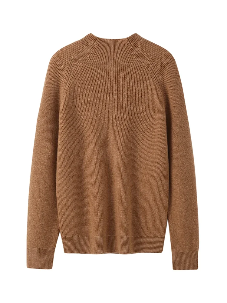 

Aliselect Women 100% Cashmere Sweater Mock Neck Pullover Autumn Winter Simple Basic Cashmere Knitwear Soft Warm Clothing Tops