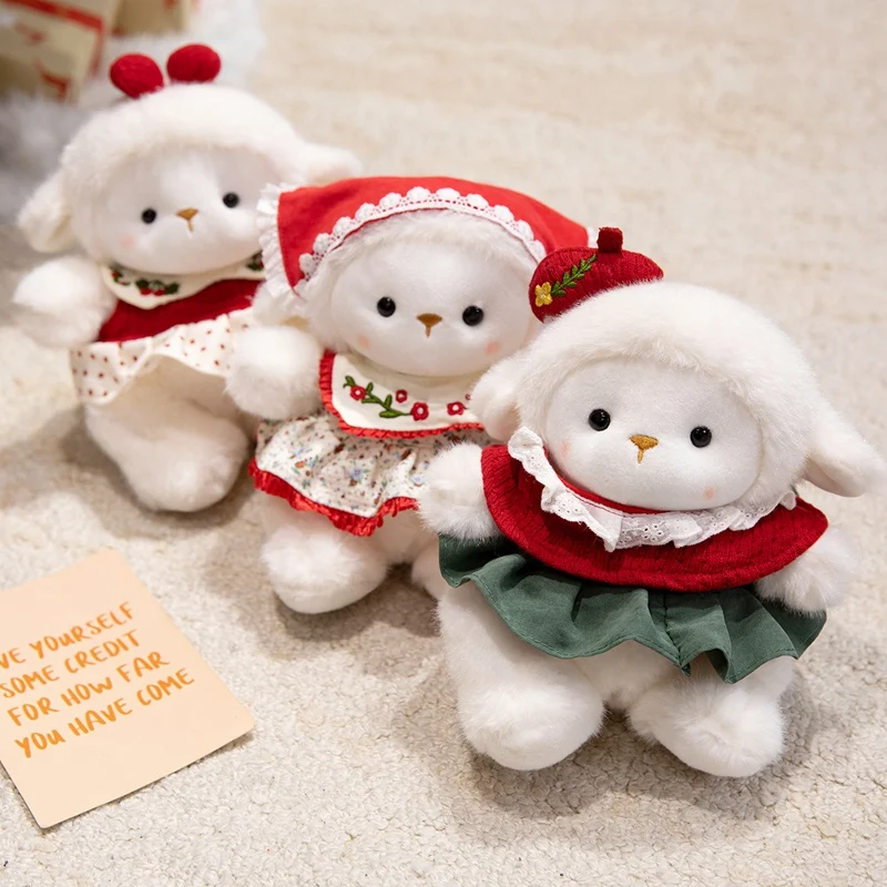 Gentle Appease sheep Plush Toys Premium Cozy Lifelike lamb Doll Warm Delicate Scarf Sweater animal Lovely Gift