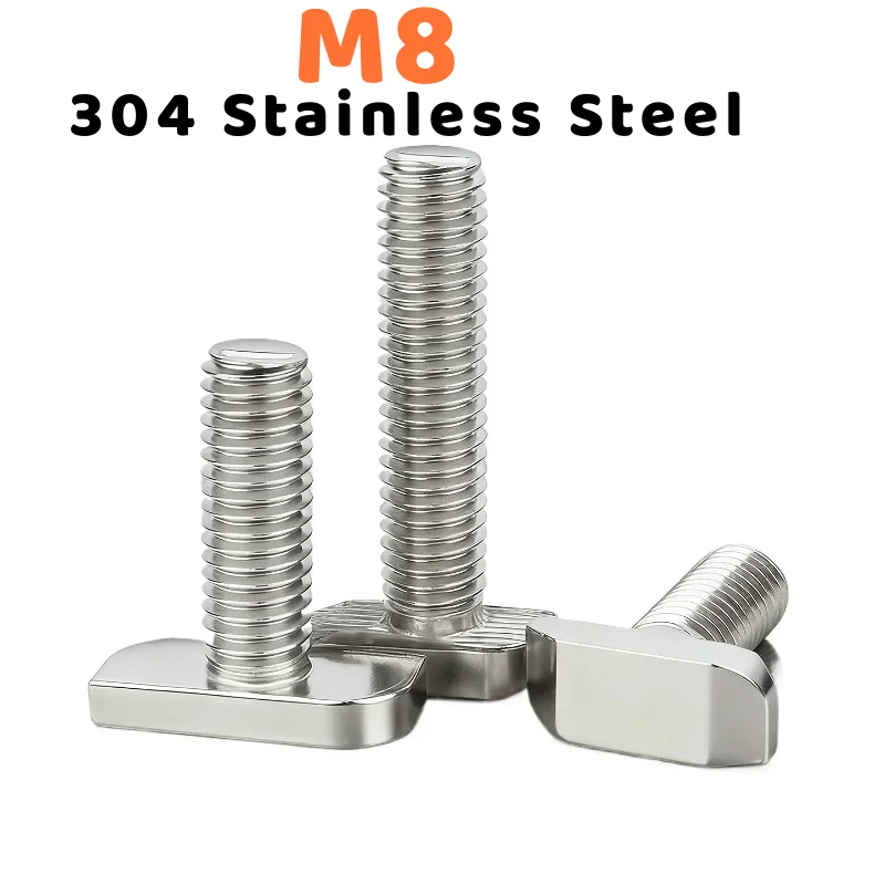 M8 T-Bolt 304 Stainless Steel T-Screws Aluminum Profile T Slot Photovoltaic Groove Use Square Head Screw Bolt