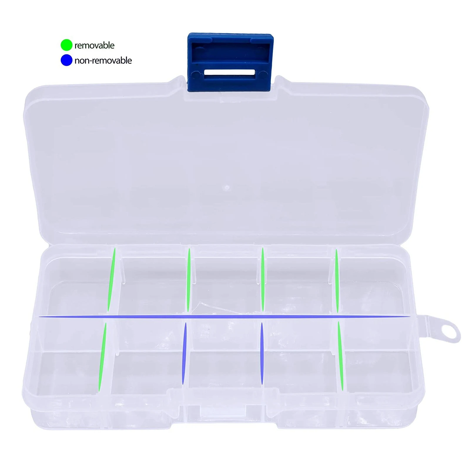 15 Pcs Clear Jewelry Box Plastic Organizer Box with Adjustable Dividers for Crafts Bead Tackle Storage 10 Compartment