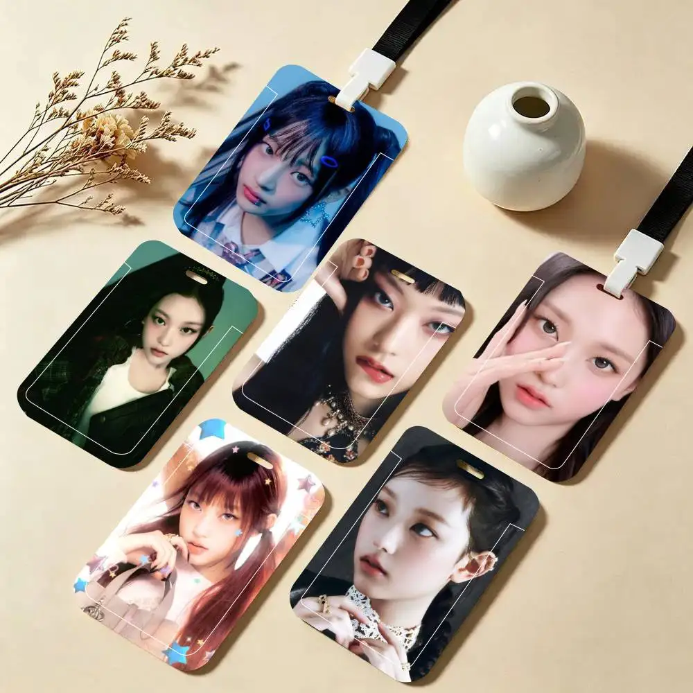 Haerin Kang ID Card Holder Neck Strap Pendant Door Badge Holder Lanyards Keychain Work Credential Case Gift