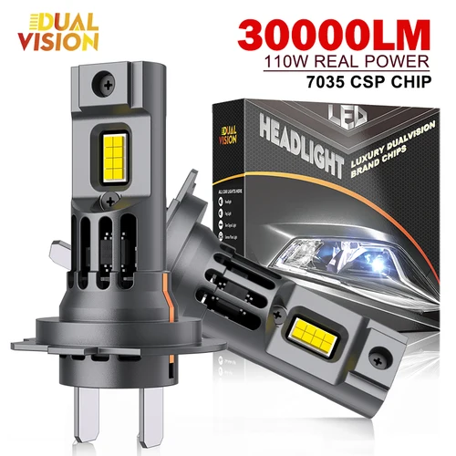 110W Turbo H7 LED CANBUS Lights 30000LM H4 H11 9012 9005 9006 Mini Lámpara 3580 CSP Inalámbrico Coche Bombillas Faros con Ventilador