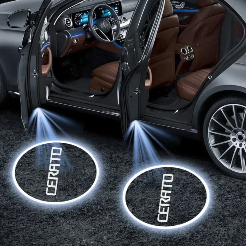2Pcs LED Ghost Logo Projector Car Door Welcome Courtesy Shadow Light For KIA CERATO Logo 2005‑2012 Auto Decoration Accessories