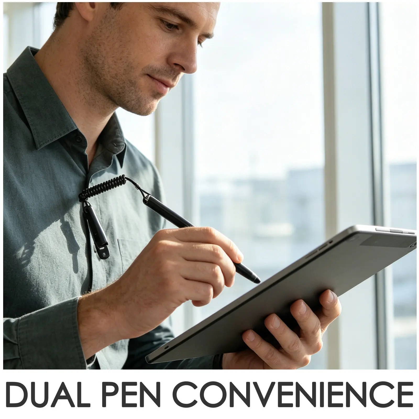 2Pcs Capacitive Touch Stylus Pen Spring Wire Holder Sensitive Tip for Precision Drawing Note-Taking Sketching on Tablet Laptop