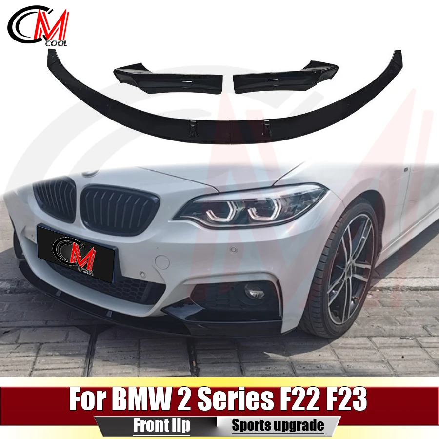 For BMW 2 Series F22 F23 M Sport 2014-2019 Gloss black car front lip front bumper spoiler chin upgrade body kit