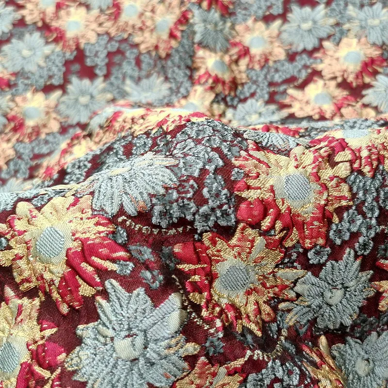 

Three-dimensional relief jacquard fairy dress fabric floral halter and brocade clothing