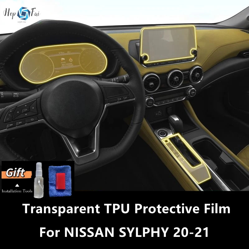 

For NISSAN SYLPHY 20-21 Car Interior Center Console Transparent TPU Protective Film Anti-scratch Repair Film Accessories Refit