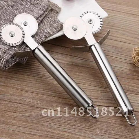 Double Wheel Round Hob Lace Pizza Cutter Stainless Steel Double Roller Knife Pastry Pasta Dough Crimper Kitchen Cut Tools