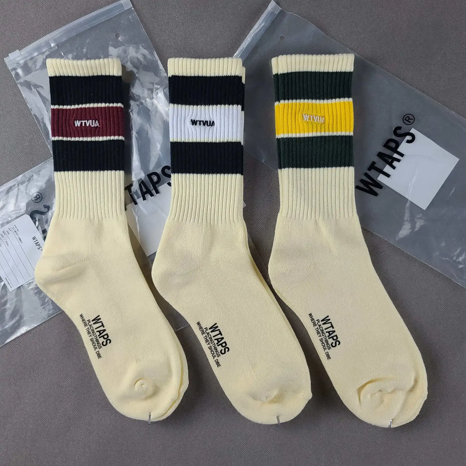 Sold by 3 pairs/lot--2023 Men women WTAPS high tube all cotton thickened towel bottom sports trend work socks WZ62