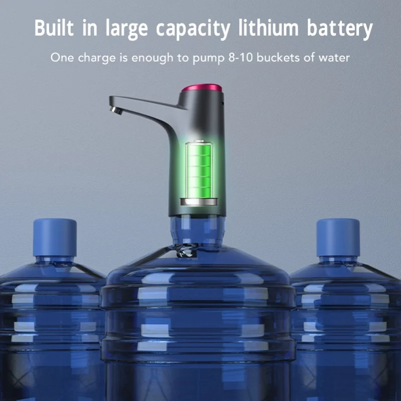 Automatic Electric Water Bottle Pump Smart Wireless Barreled Drinking Water Dispenser Black