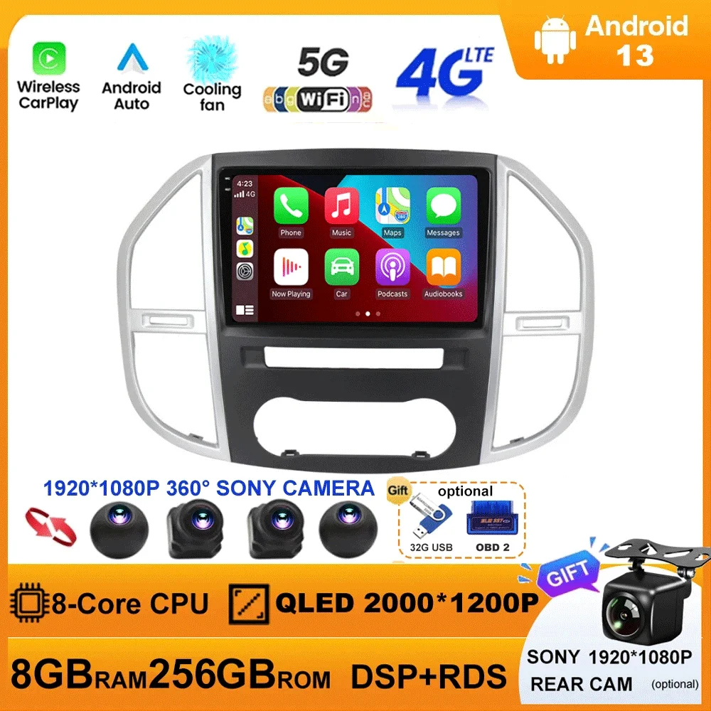 

Android 13 For Mercedes Benz Vito 3 W447 2014 - 2020 Car Radio Multimedia Video Player Navigation Stereo GPS No 2din 2 Din Dvd