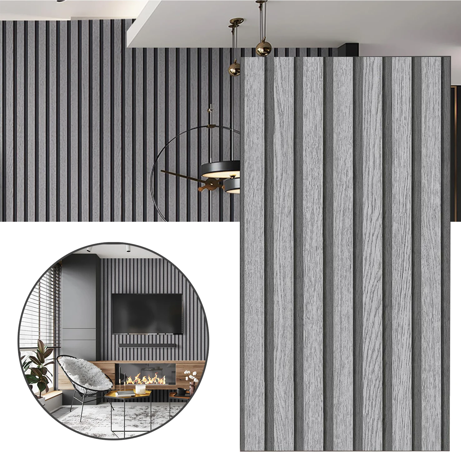 Holzmaserung Selbstklebende Tapete - 30*60cm Grau Gestreiftes Kontaktpapier, Selbstklebende Wasserdichte Abnehmbare Tapete für Schlafzimmer, Küche, Büro - Einfache Installation