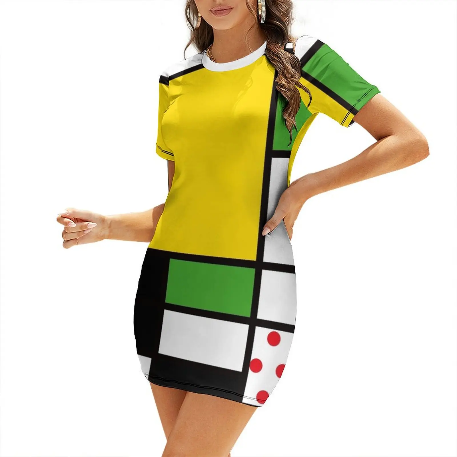 

Mondrian - Bicycle Short Sleeved Dress Cocktail of dresses Prom gown long sleeve dress