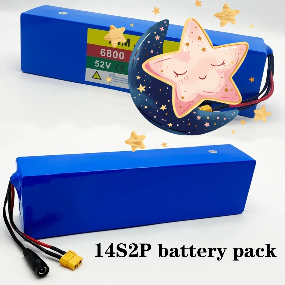 

6800mah 52V lithium 14S2P battery pack built-in BMS For 750W 1000W Motorcycle Scooter rechargeable battery+2A charger