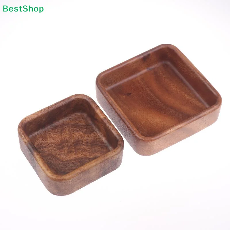 ♪Acacia Wood Square Bowls Set, Small Wooden Serving Trays for Snacks, Nuts, Sushi, Condiments, and Home Decor