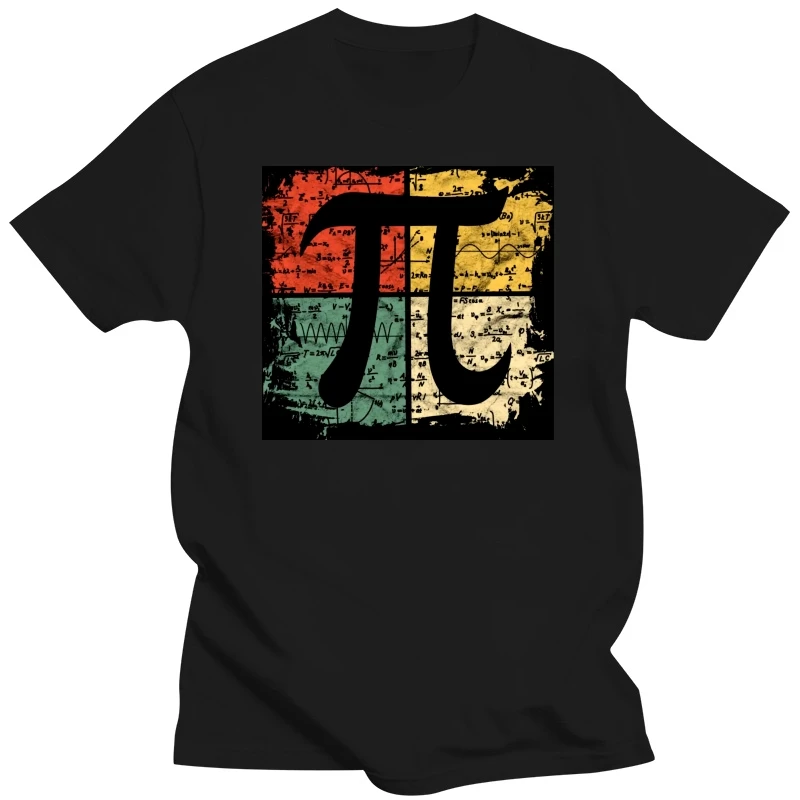 Retro Square Pi Symbol Gift T Shirt Men Cotton Tshirt Leisure Tee Short Sleeves Math Equations Teacher Geek T-shirts Loose Fit