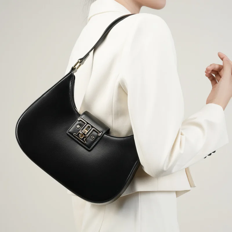 

Кожаная ниша дизайнерская высококачественная сумка подмышки луна 2025 новая французская универсальная женская сумка через плечо