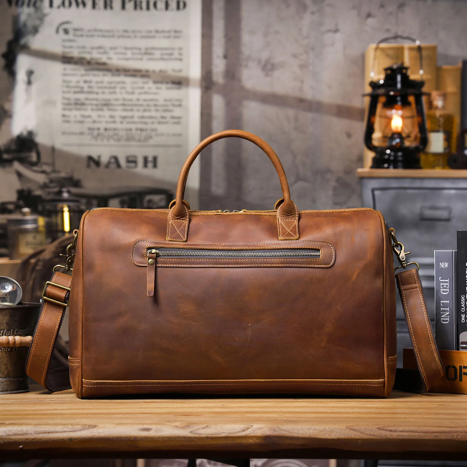 S.WORKER Premium Echtleder Business-Handtasche Vintage Herren Vollnarbenleder-Aktentasche für Geschäftsarbeit 16" Laptop-Tasche – Detail 9
