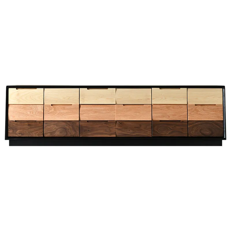 Floor-to-ceiling TV cabinet combination North American black walnut simple floor cabinet