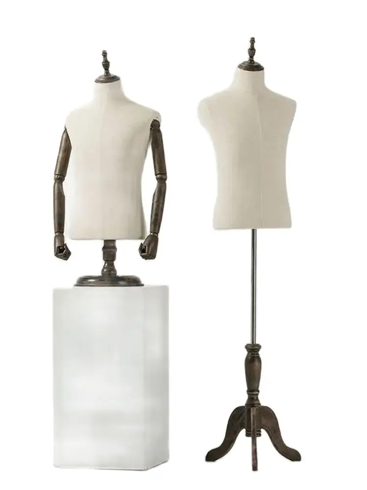Clothes Dummy Man Sewing Mannequin De Couture Props Half Body Clothing Display Rack Wood Arm Suit Stage Model B061