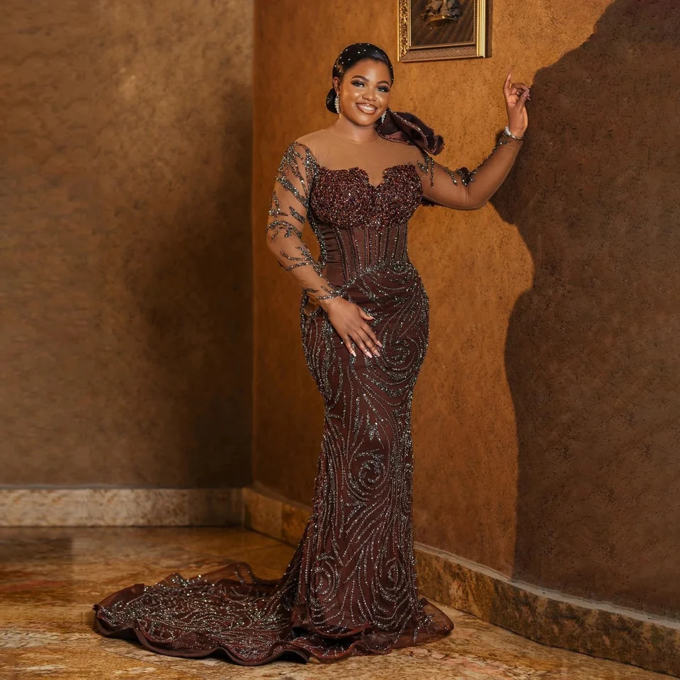 brown prom dress black girl Charming Sexy Unique Mermaid Black Girls Slay Elegant Evening Formal L bridalsew