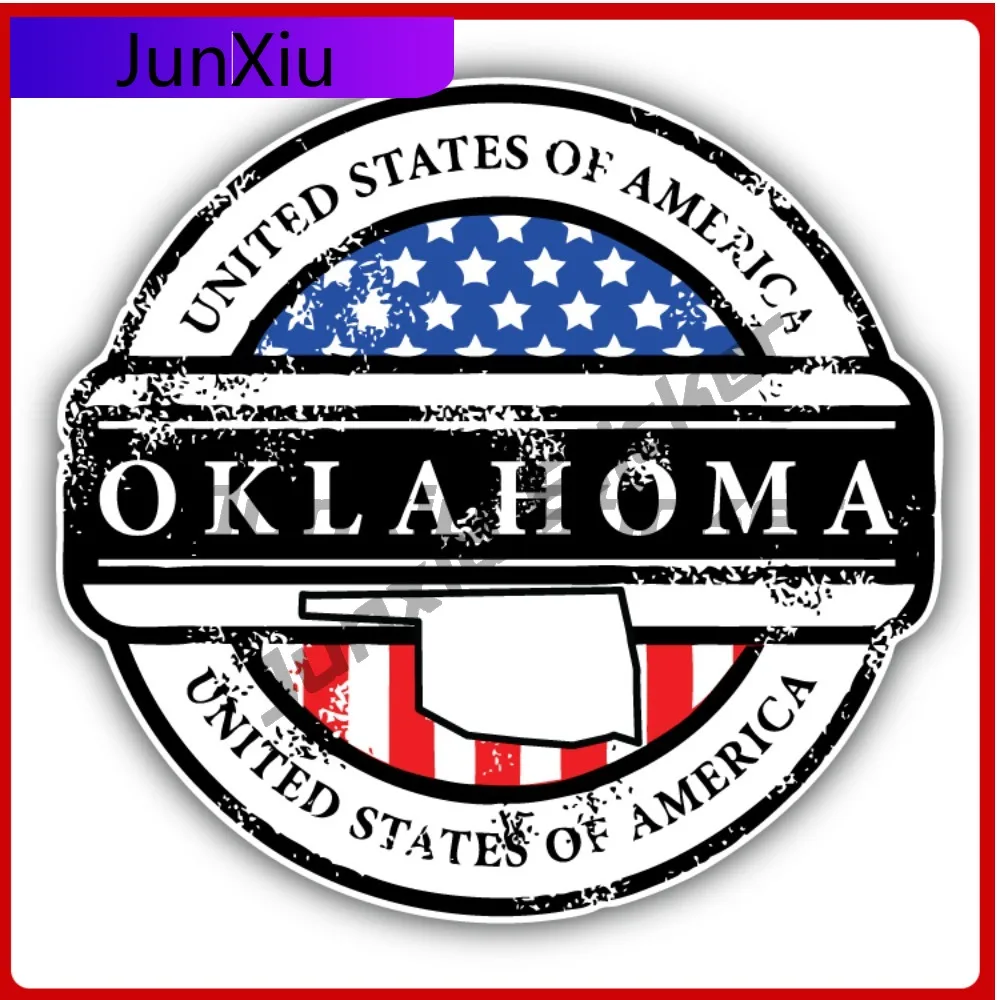

Oklahoma State Usa Flag Grunge Stamp Car Decal Bumper Stickers Cool Style Helmet Use For Helmet Side Automotive Decor Scratch